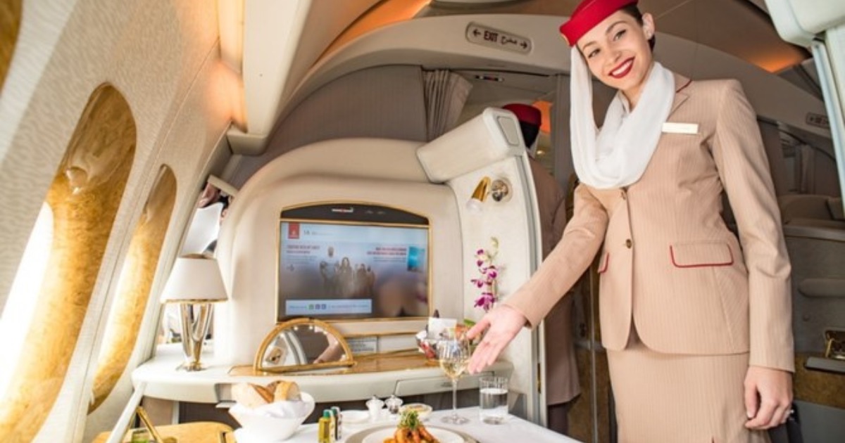 man inside a premium airlines's business class cabin on business class seat